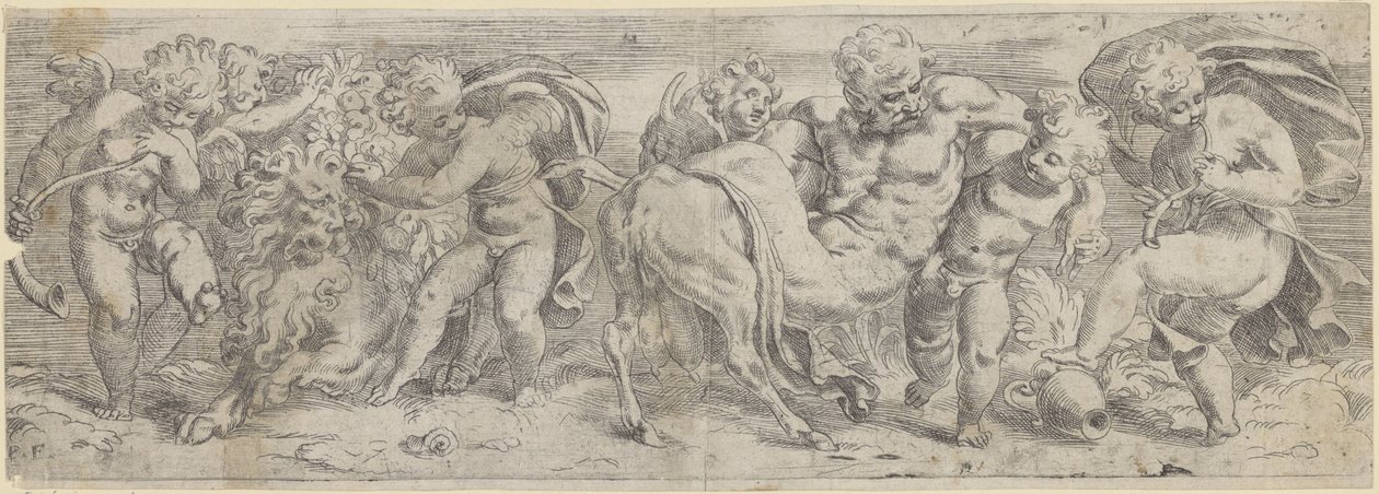 Pijany satyr i putti autorstwa Paolo Farinati