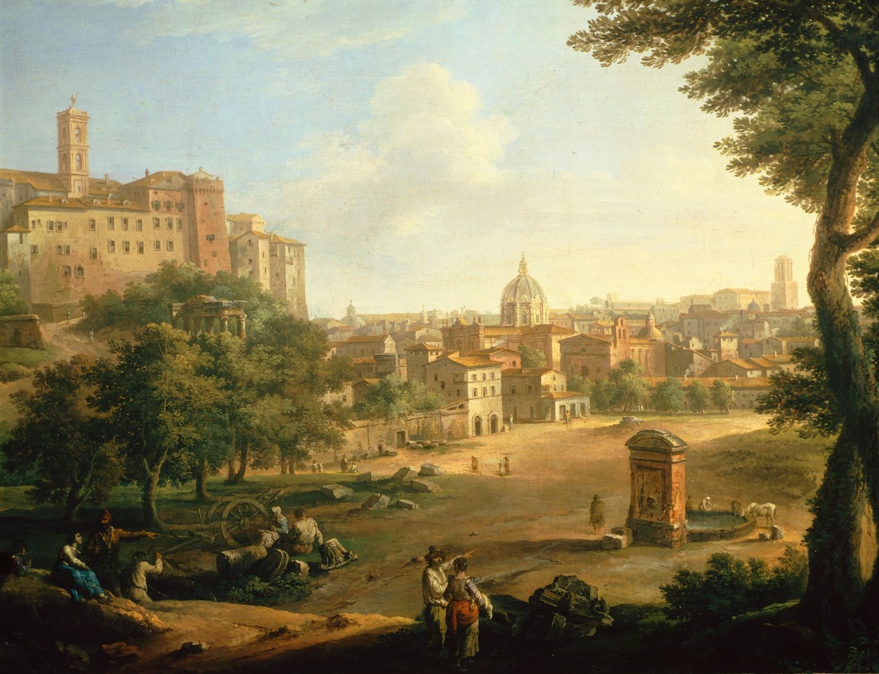O Campo de Gado (Il Campo Vaccino) em Roma, por Paolo Monaldi (1720-1799), Itáliapolonês autorstwa Paolo Monaldi