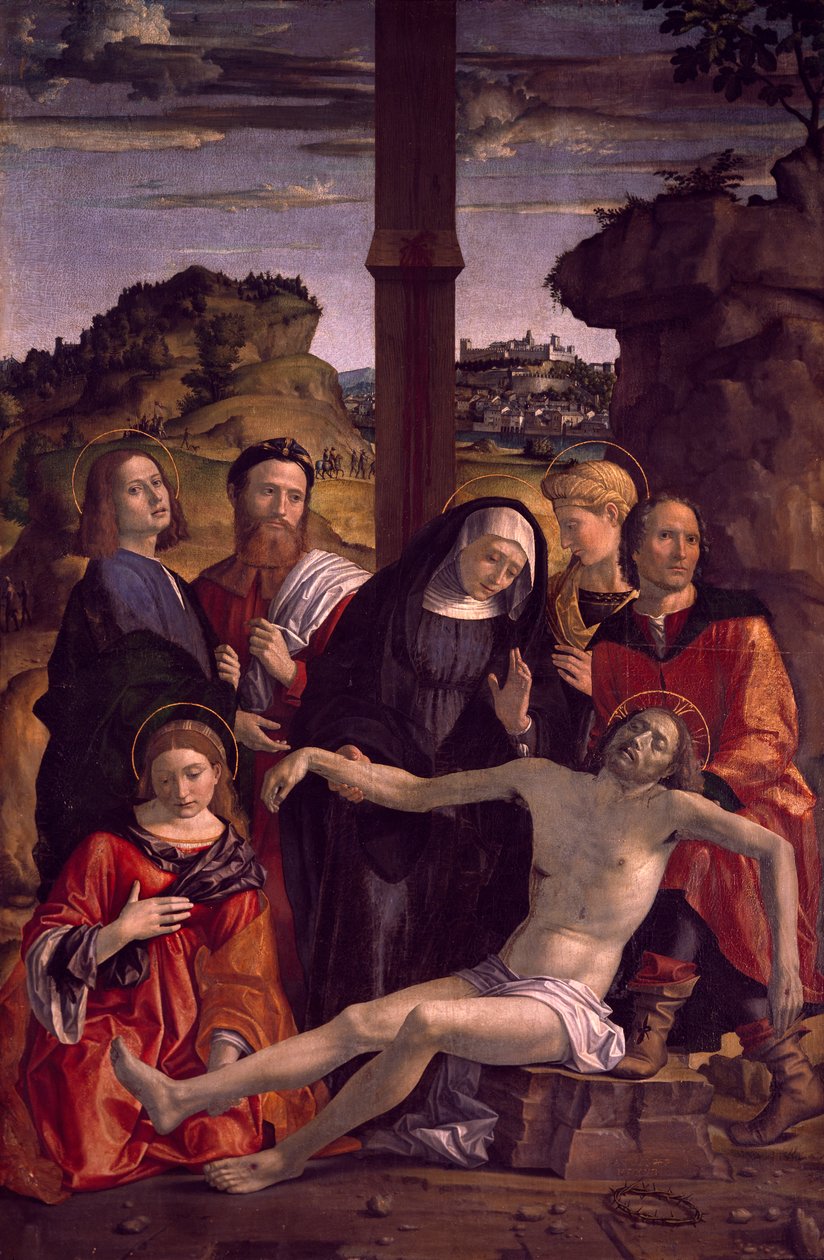 Osadzanie Chrystusa, fragment z Poliptyku pasyjnego Paolo Cavazzoli (1486-1522) autorstwa Paolo Morando Cavazzola