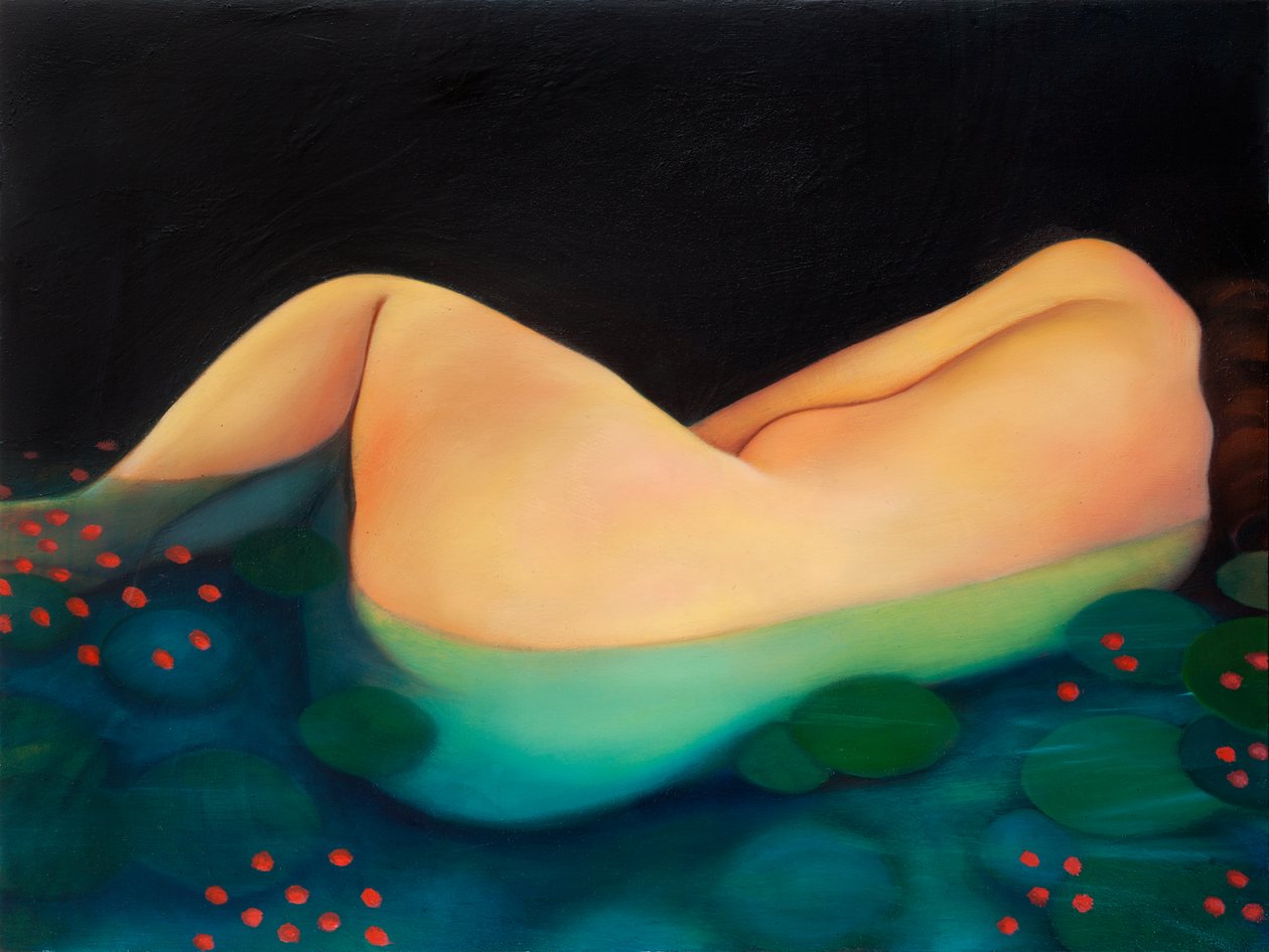 Nocne pływanie, 2019 (olej na płycie drewnianej) autorstwa Paolo Perfranceschi
