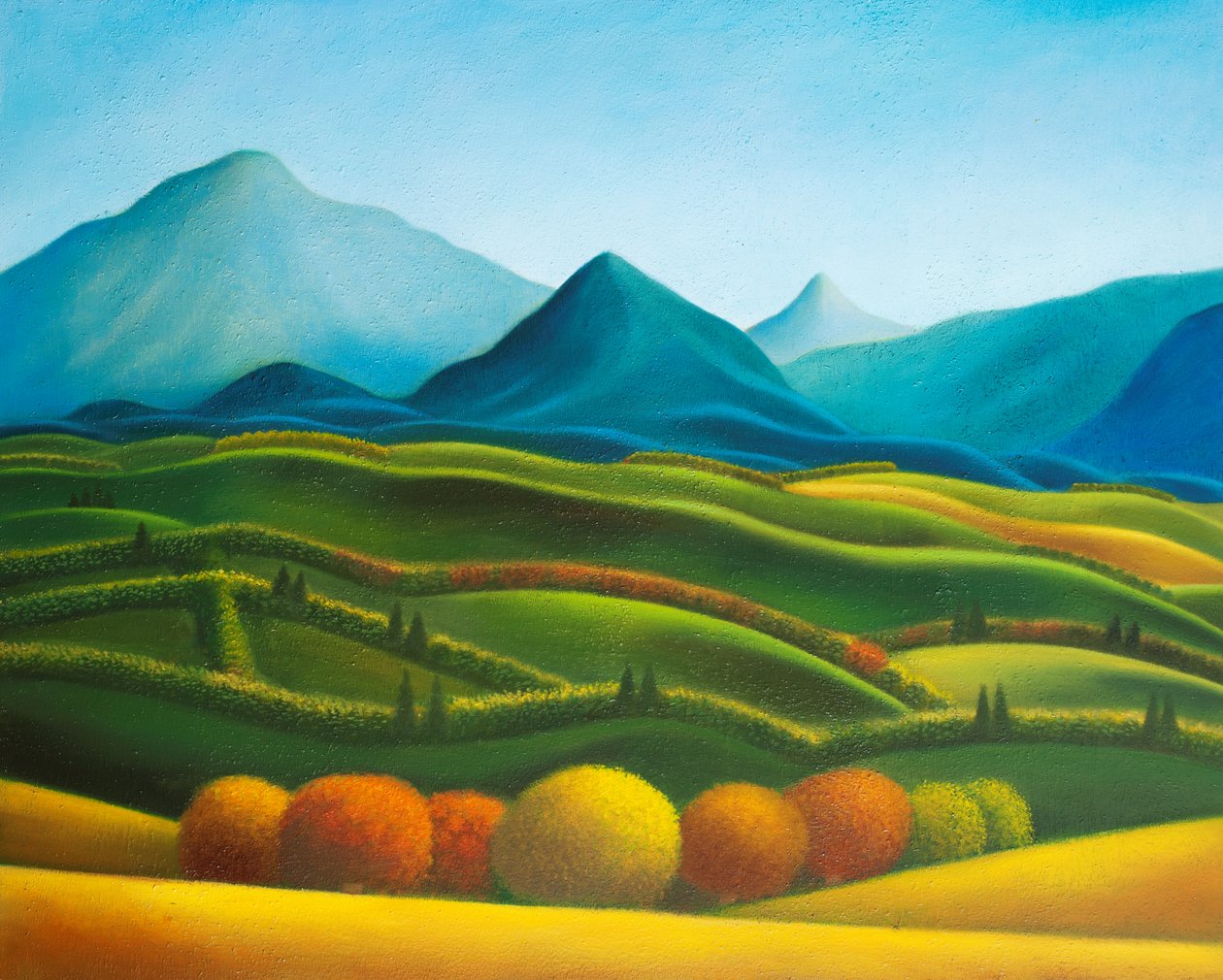 Paysage n°3: Allegro Pastorale, 2019 (olej na płycie drewnopodobnej) autorstwa Paolo Perfranceschi