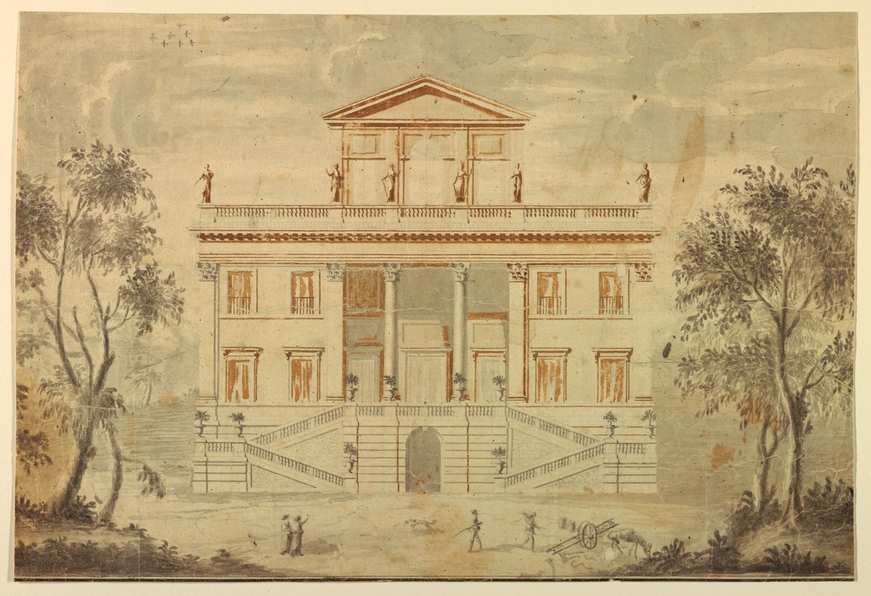 Rysunek, elewacja willi, 1750-70 autorstwa Paolo Posi