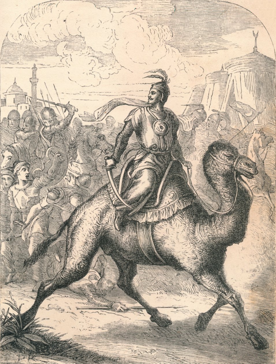 Saladyn ucieka na szybkim Dromaderze, 1869 autorstwa Paolo Priolo