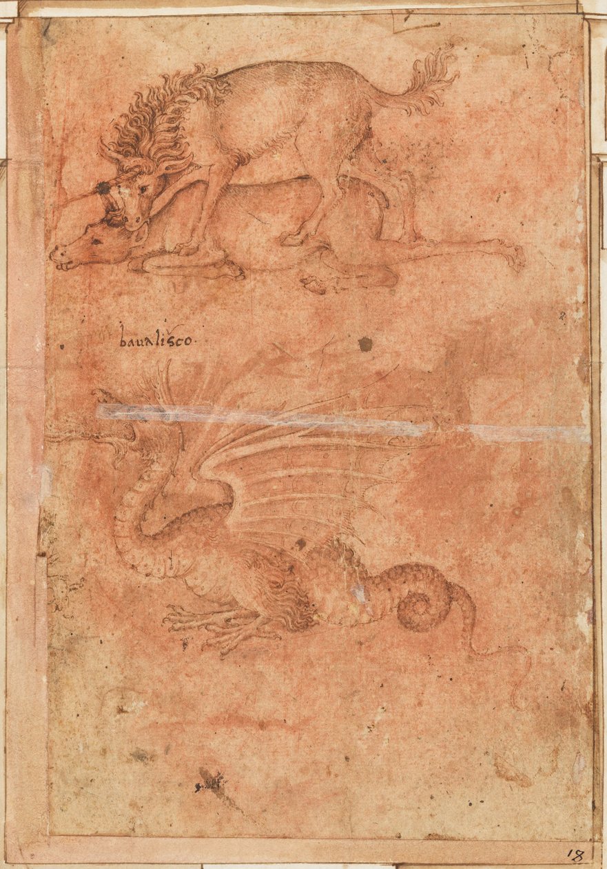 Ein Einhorn tötet eine Hirschkuh und einen Drachen autorstwa Paolo Uccello