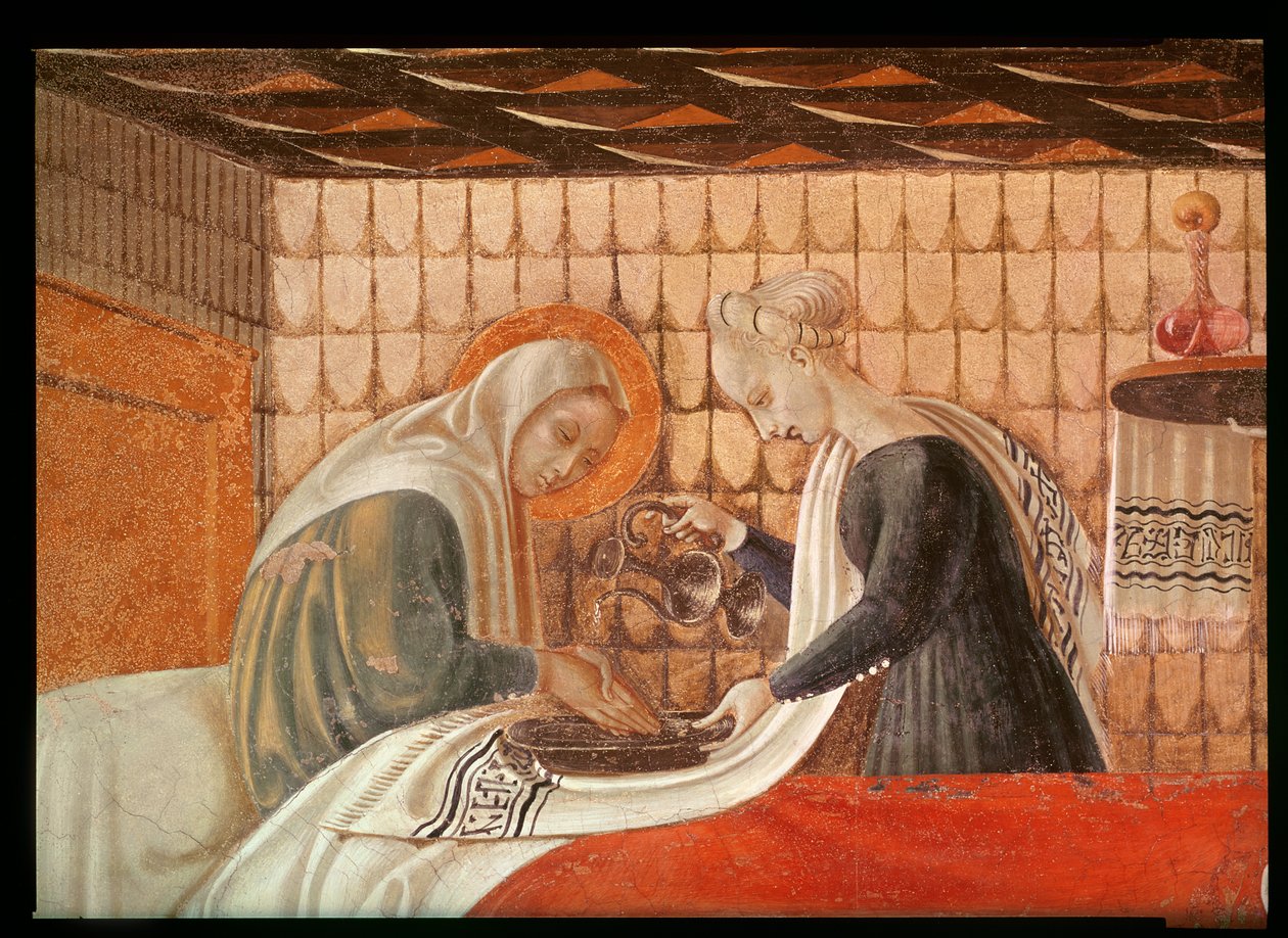 Narodziny Marii, fragment św. Anny i sługi, fresk z 1440 r. zob. także 85549 autorstwa Paolo Uccello