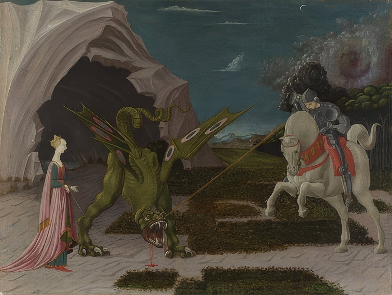 Święty Jerzy i Smok. Około 1470 autorstwa Paolo Uccello