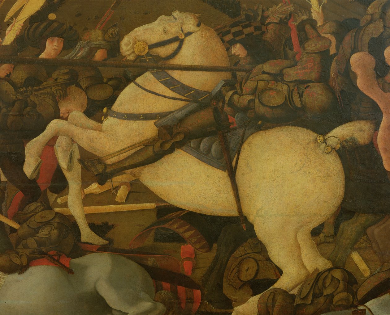 Detal obrazu Niccolo da Tolentino, z bitwy pod San Romano w 1432 r., ok. 1456 r. (tempera na płycie) autorstwa Paolo Uccello