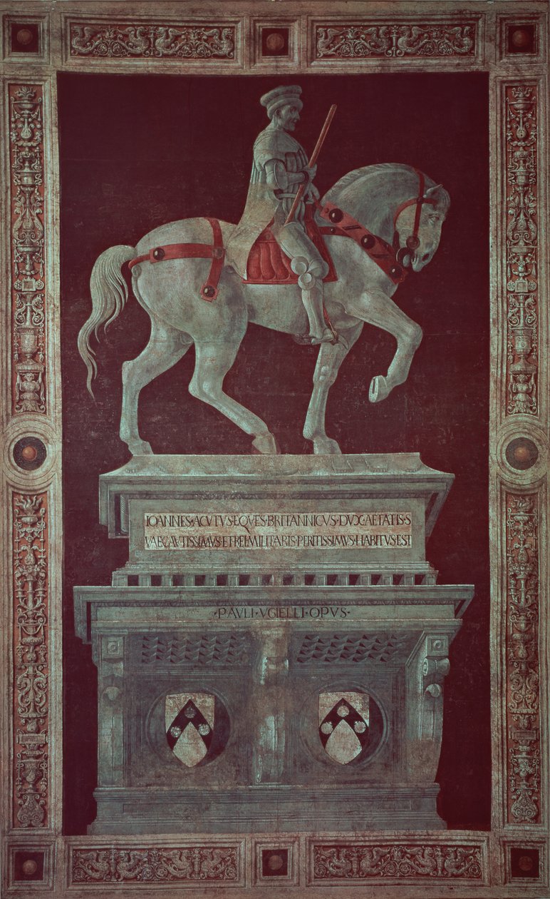 Pomnik konny Sir Johna Hawkwooda (1320-94), 1436 (fresk przeniesiony na płótno) autorstwa Paolo Uccello