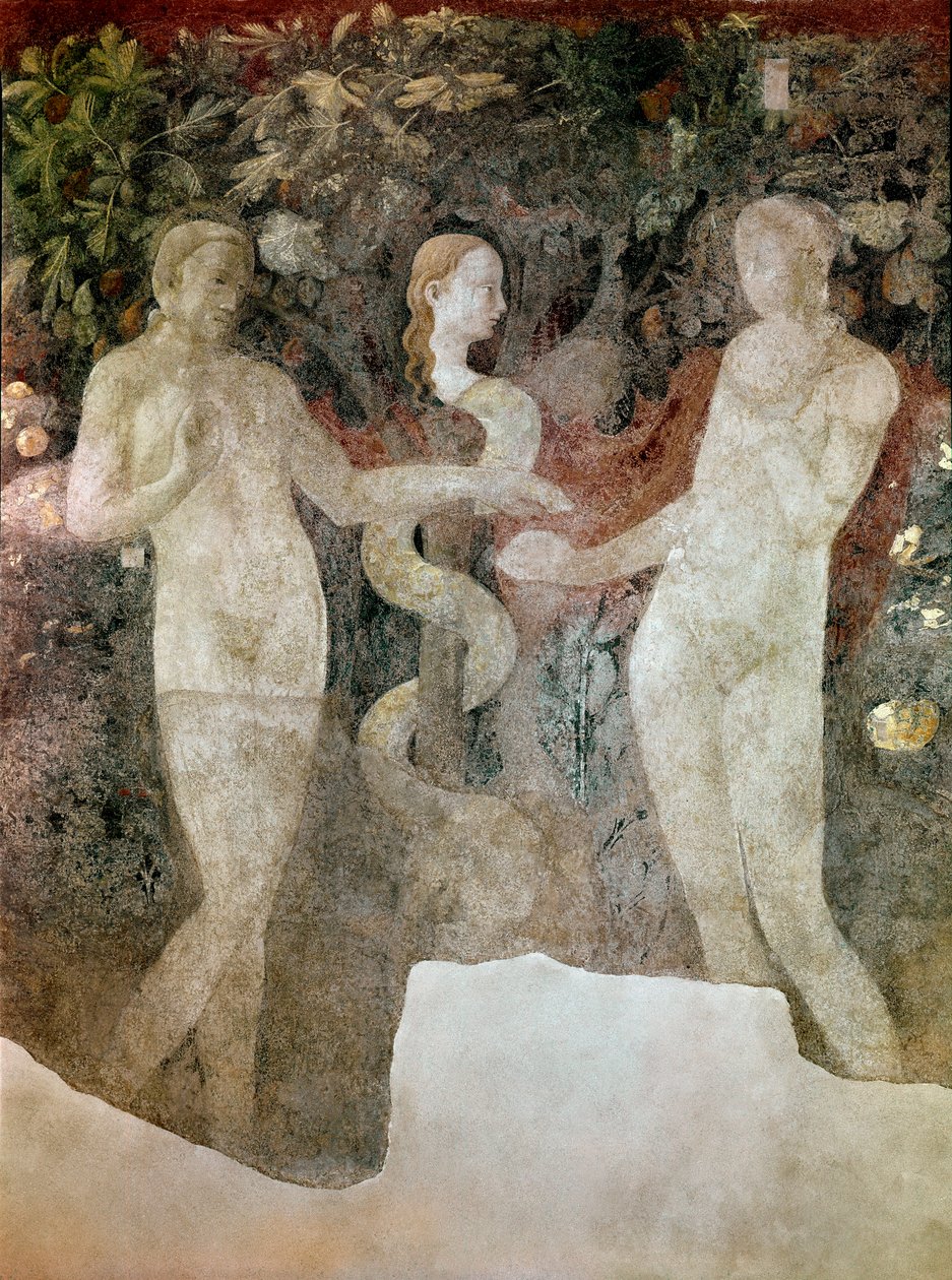 Genesis, stworzenie Ewy i grzech pierworodny (Fresco autorstwa Paolo Uccello