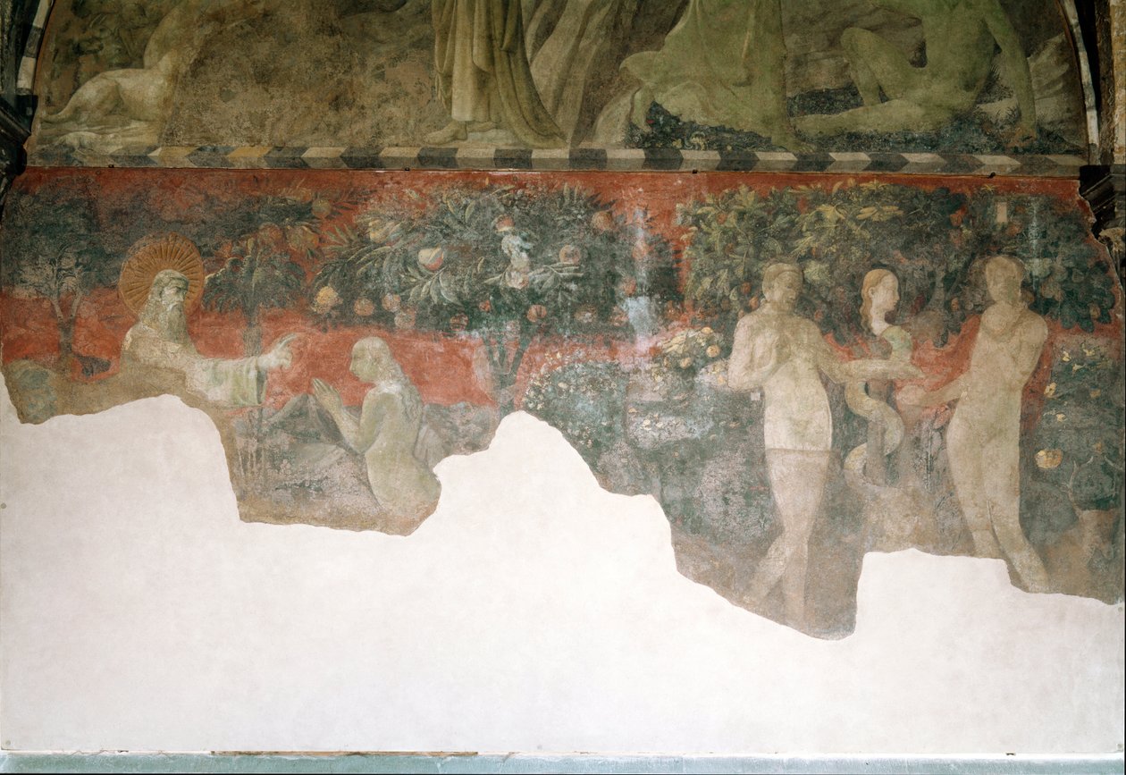 Geneza, stworzenie Ewy i grzech pierworodny - Fresco autorstwa Paolo Uccello