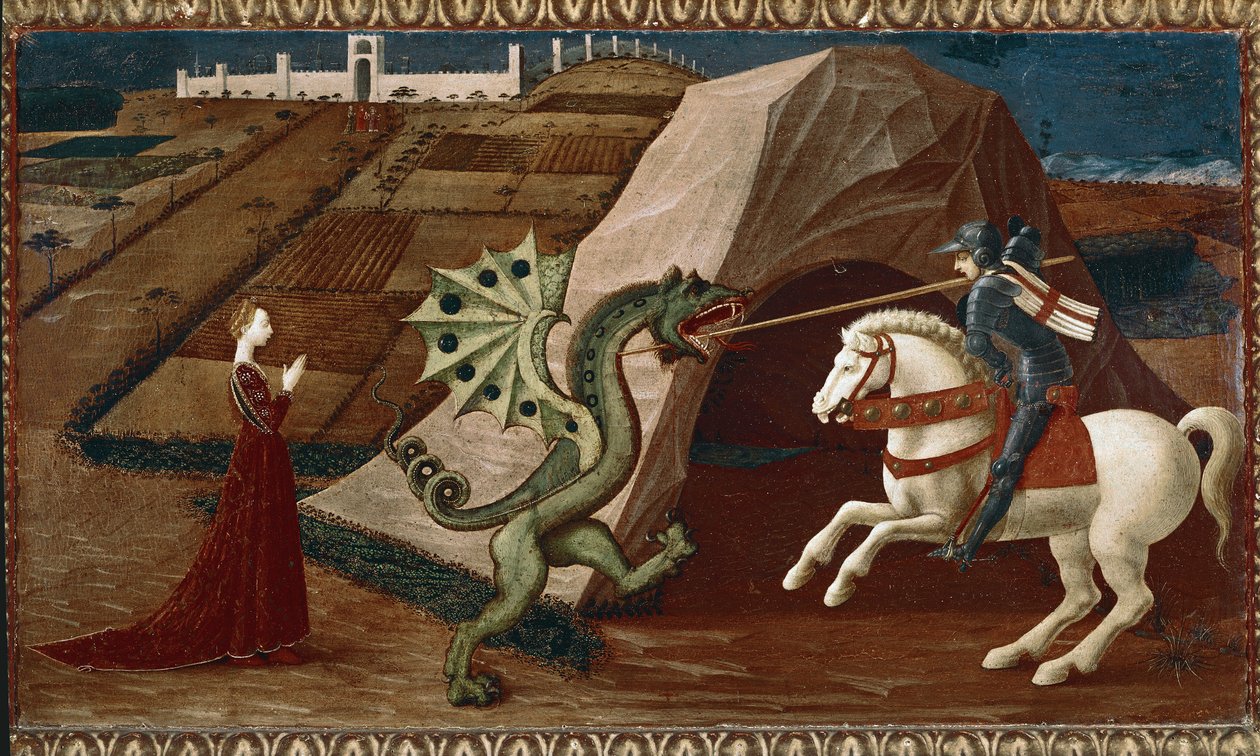 Święty Jerzy i Smok. (olej na drewnie autorstwa Paolo Uccello