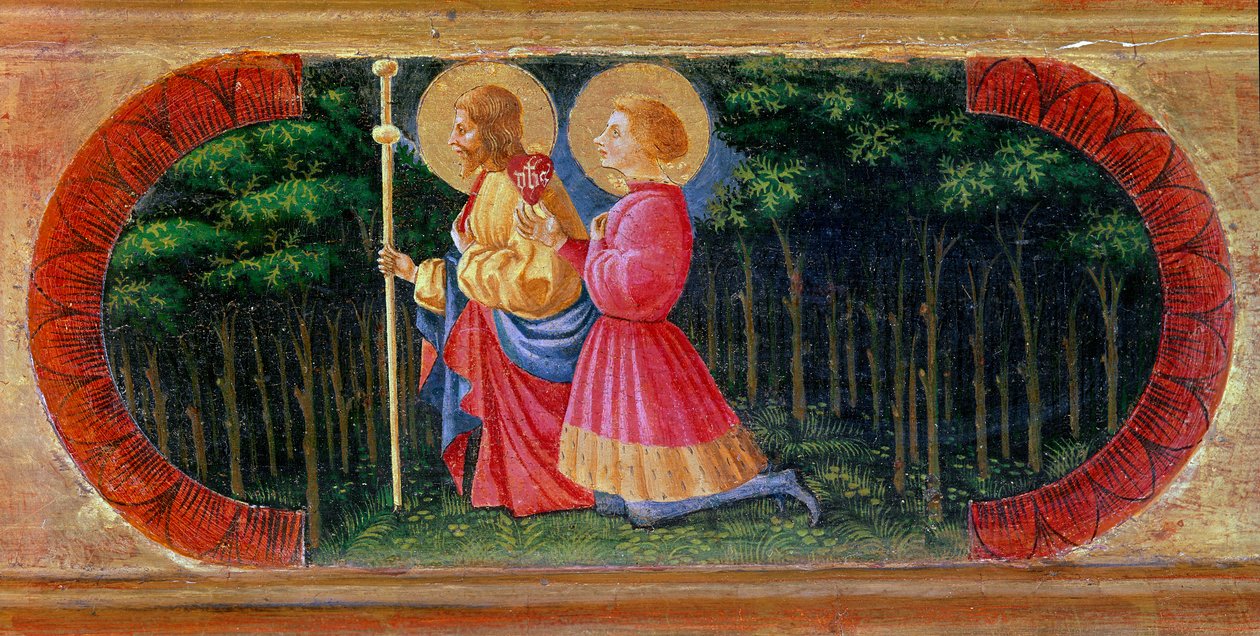 Święci Jakub i Ansano modlą się. Obraz Paolo di Dono dit Paolo Uccello (1397-1475) autorstwa Paolo Uccello