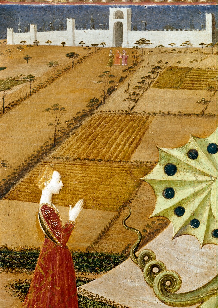 Św. Jerzy i smok, szczegół panelu księżniczki z 85551 autorstwa Paolo Uccello
