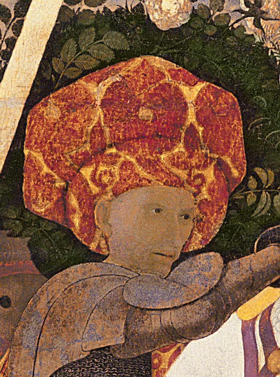 Bitwa pod San Romano, detal głowy Niccolo da Tolentino zm.1435 przywódca najemników florenckich, ok.1450-60 tempera na elemencie panelu z 30690 autorstwa Paolo Uccello
