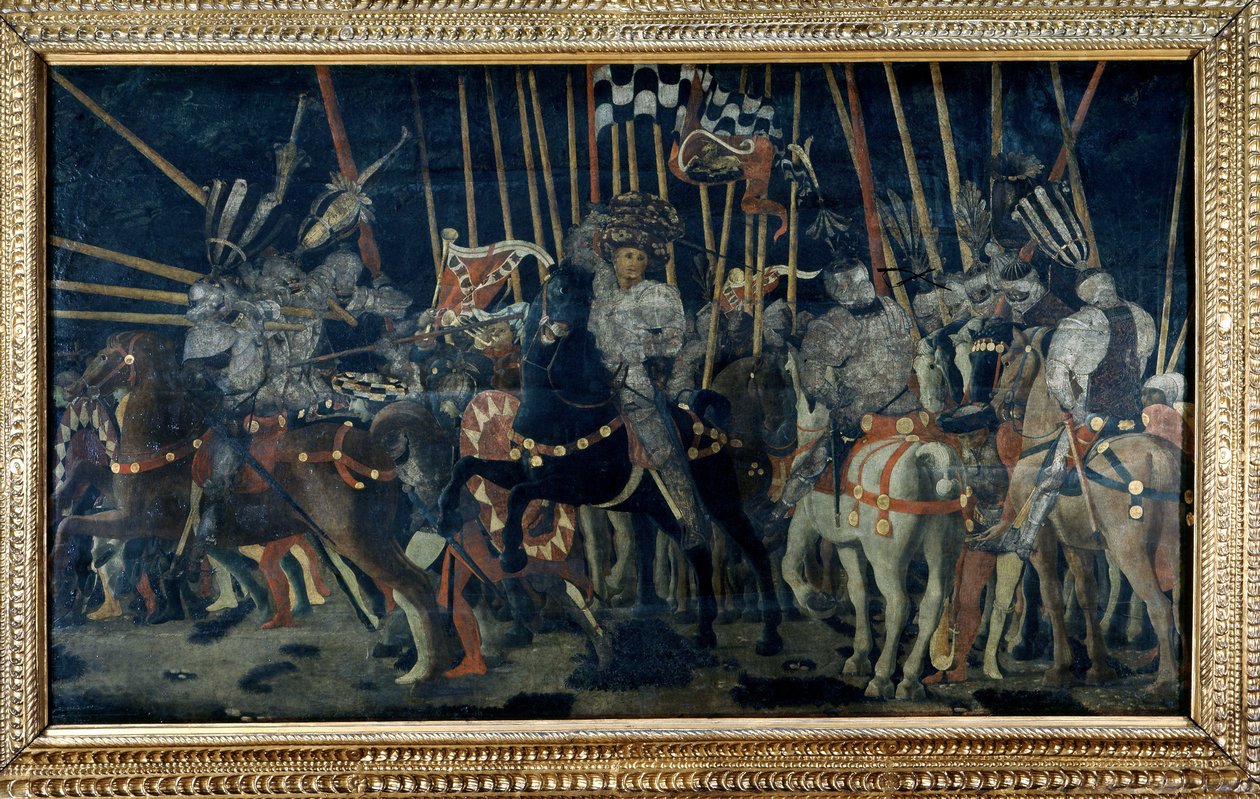 Kontratak Micheletto da Cotignola (Bitwa pod San Romano). Drugi odcinek ilustrujący kontratak Micheletto da Cotignola. Obraz Paolo di Dono dit Paolo Uccello (1397-1475) autorstwa Paolo Uccello