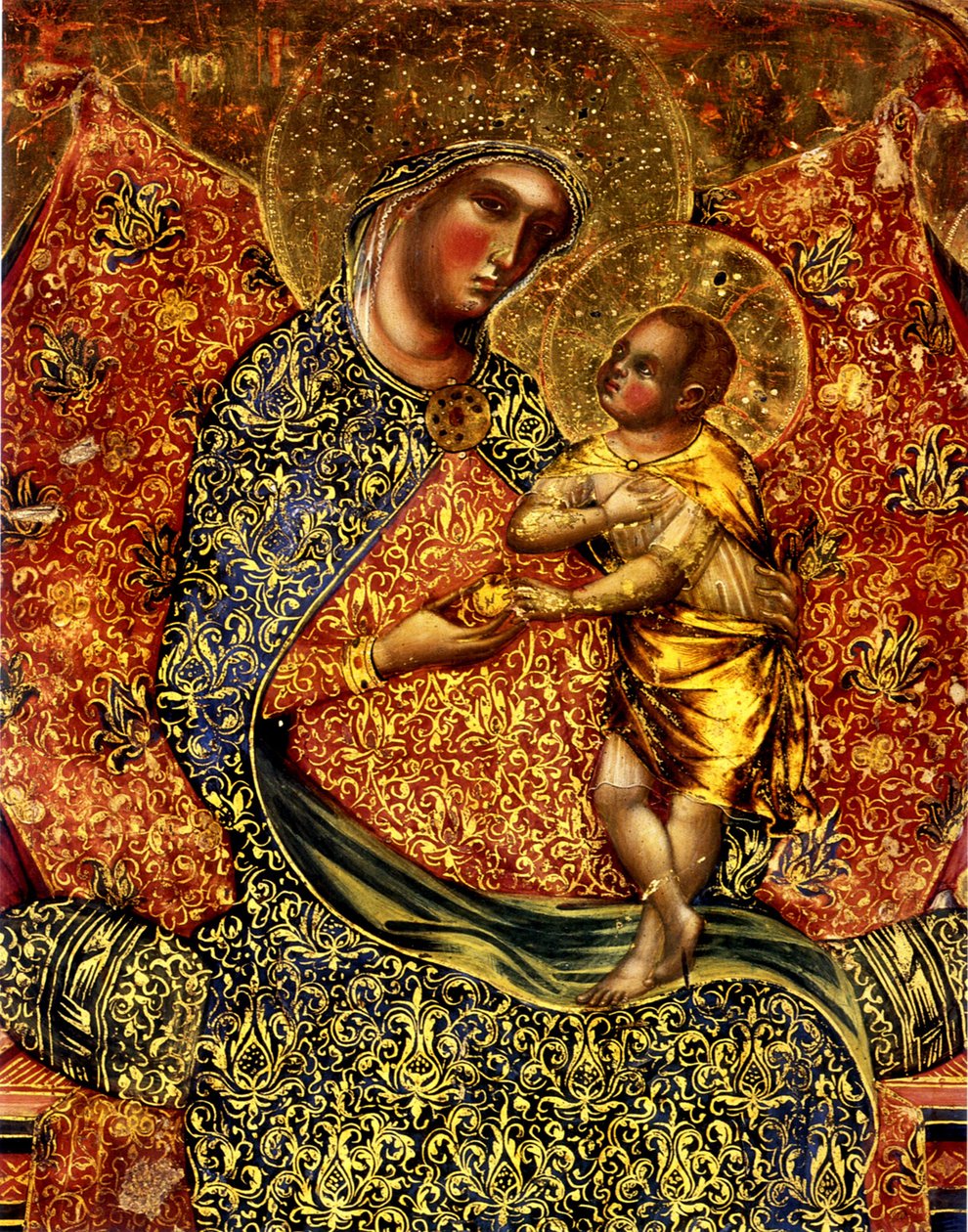 Madonna z Dzieciątkiem na tronie z dwoma aniołami autorstwa Paolo Veneziano