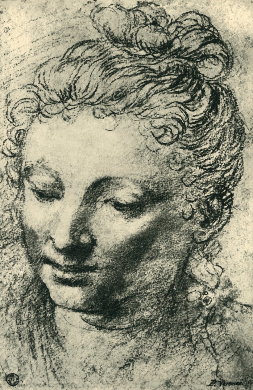 Głowa kobiety patrzącej w dół, połowa XVI wieku, 1943. autorstwa Paolo Veronese