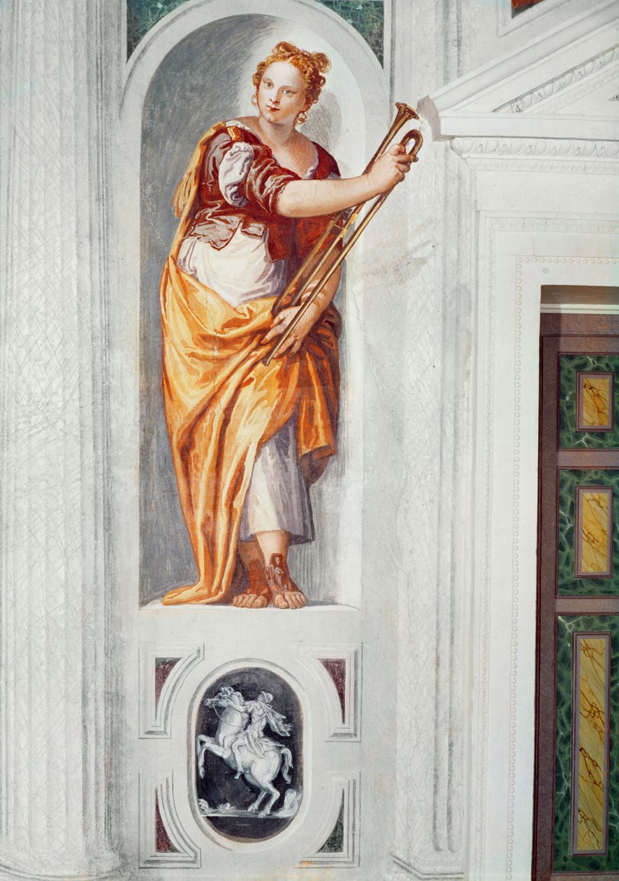 Muzyk z rogiem, ok. 1560-1568 autorstwa Paolo Veronese