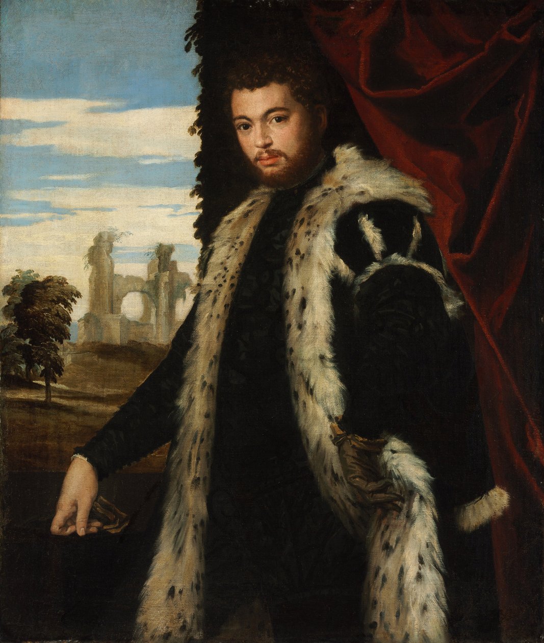 Portret młodego mężczyzny noszącego futro rysia autorstwa Paolo Veronese
