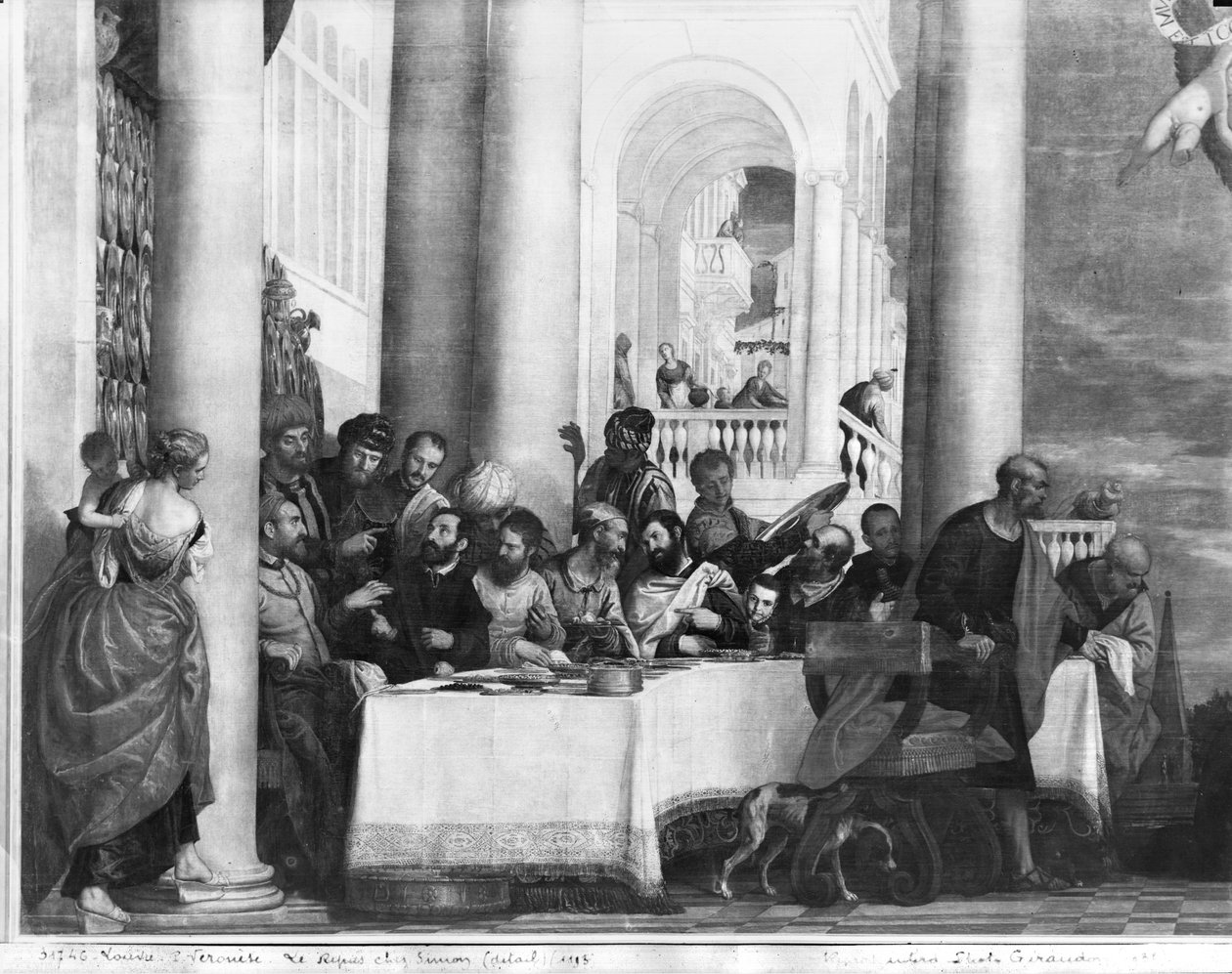 Posiłek w domu Szymona faryzeusza, detal z lewej strony, 1570 autorstwa Paolo Veronese