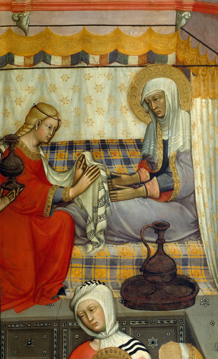 Ołtarz Narodzenie Dziewicy autorstwa Paolo di Giovanni Fei (ok. 1345 - ok. 1411), tempera na drewnie, detal autorstwa Paolo di Giovanni Fei