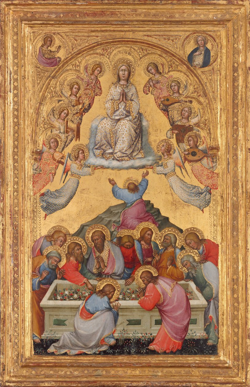 Wniebowzięcie Matki Boskiej z popiersiami Archanioła Gabriela i Matki Boskiej Zwiastowania autorstwa Paolo di Giovanni Fei