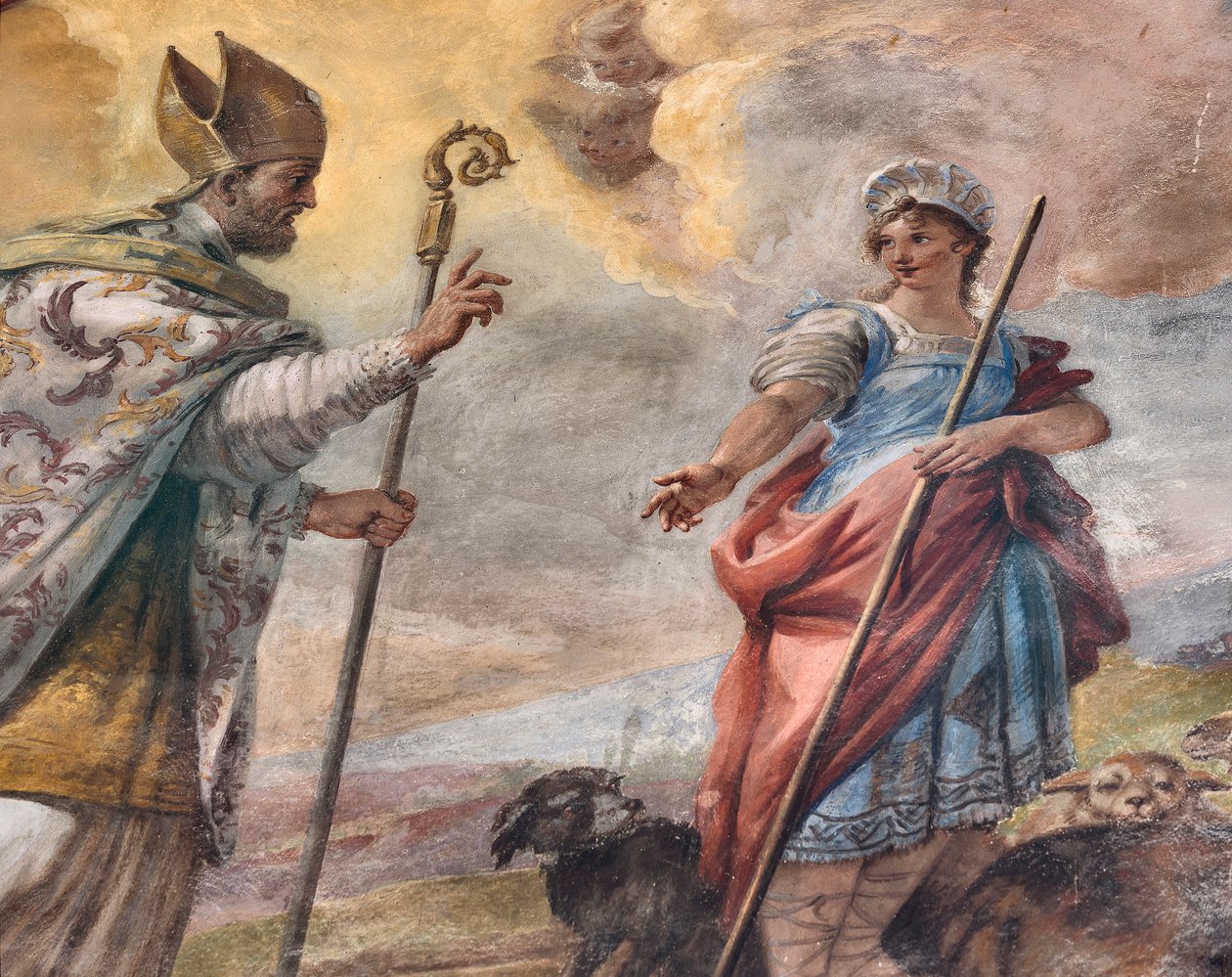 Freski Paolo de Matteis z 1714 r. na sklepieniu i na bębnie, przedstawiające życie świętego, kaplica San Cataldo w katedrze, Taranto, Włochy (zdjęcie) autorstwa Paolo di Matteis
