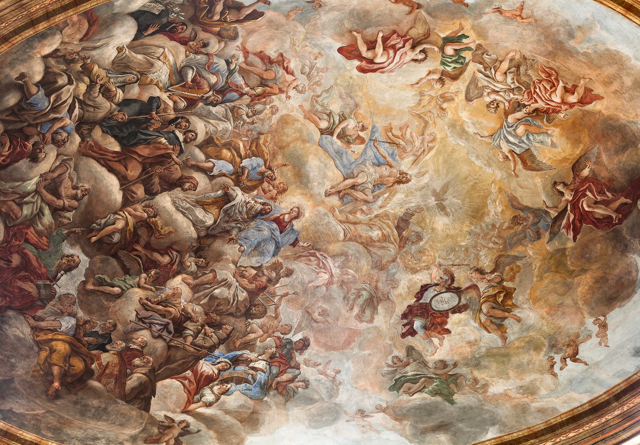 Freski Paolo de Matteis z 1714 r. na sklepieniu i na bębnie, przedstawiające życie świętego, kaplica San Cataldo w katedrze, Taranto, Włochy (zdjęcie) autorstwa Paolo di Matteis