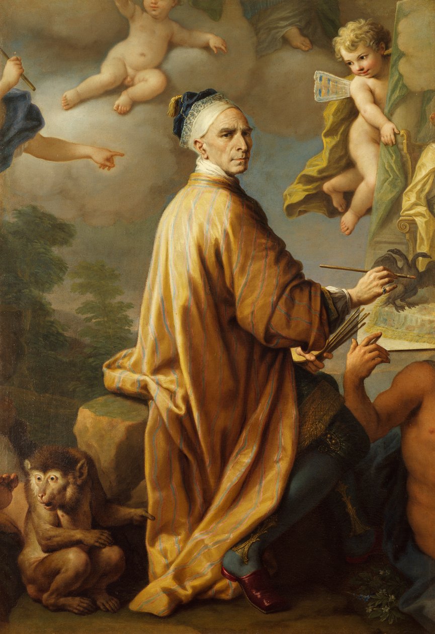 Autoportret podczas malowania pokoju w Rastadt – Paolo de Matteis (1662-1728), olej na płótnie autorstwa Paolo di Matteis