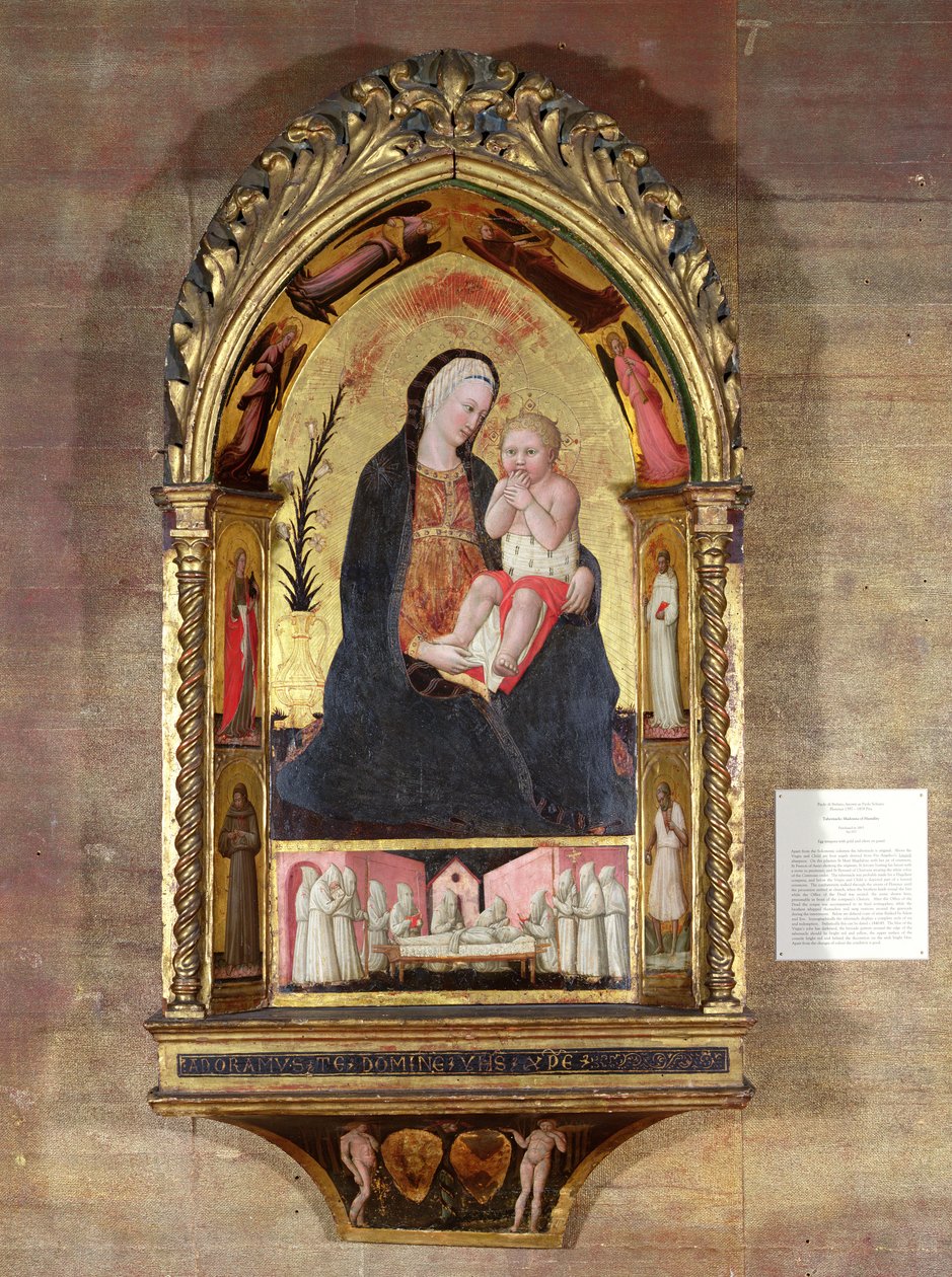 Dziewica pokory z aniołami i świętymi, ok. 1440 (tempera ze złotem na panelu) autorstwa Paolo di Stefano Badaloni Schiavo