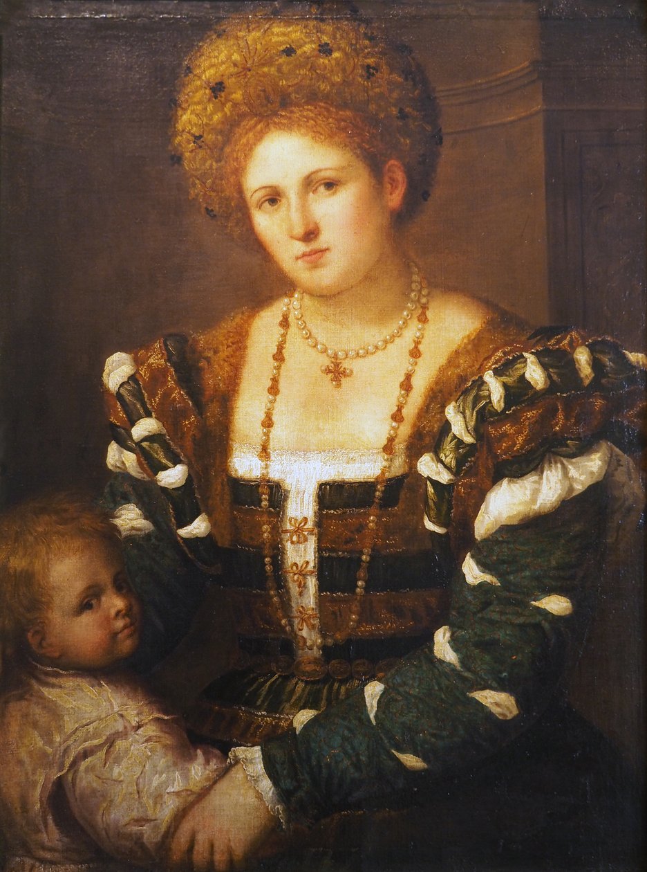 Portret damy z synem autorstwa Paris Bordone