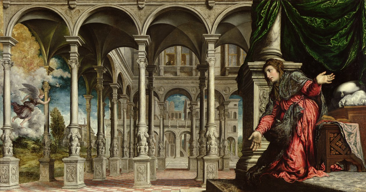 Zwiastowanie, 1545-50 (szczegóły patrz 89724) autorstwa Paris Bordone
