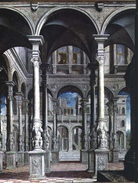 Zwiastowanie, detal architektoniczny, 1545-50 (detal 89723) autorstwa Paris Bordone
