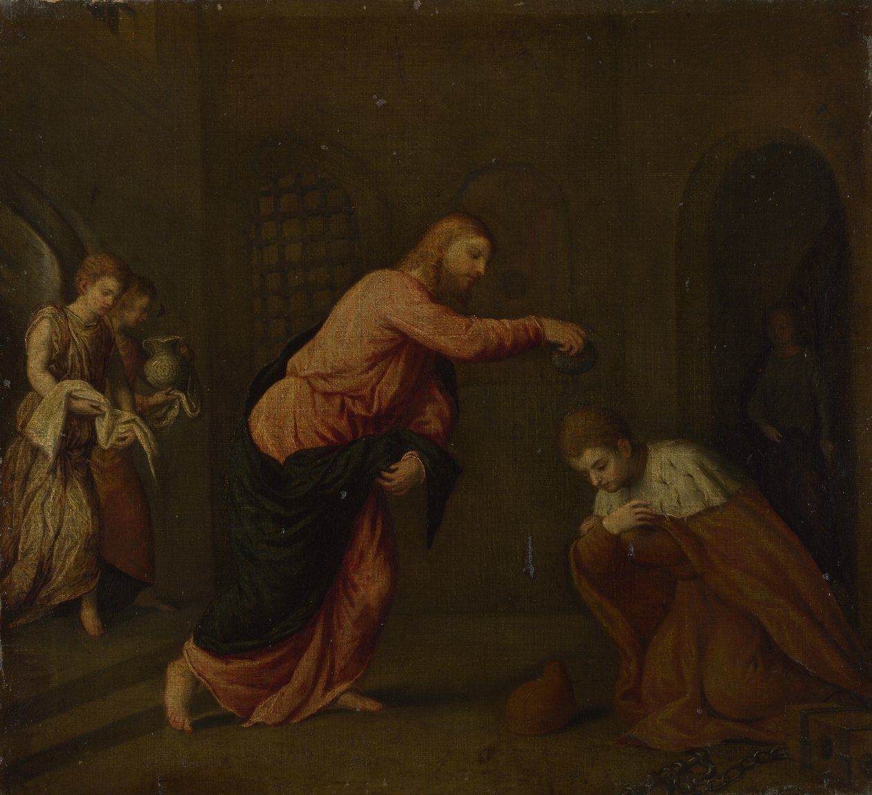 Chrystus chrzczący św. Jana Męczennika Aleksandryjskiego, ok. godz. 1565 autorstwa Paris Bordone