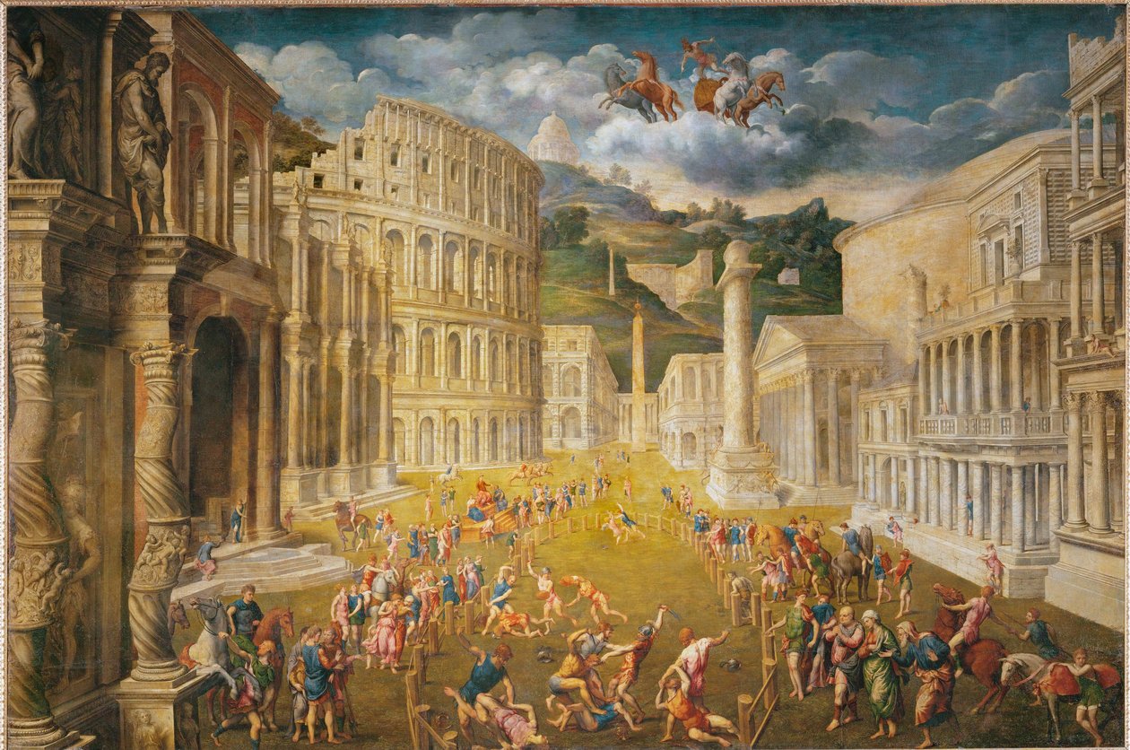 Walczący gladiatorzy (obraz na płótnie) autorstwa Paris Bordone