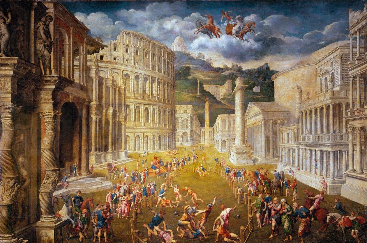 Walki gladiatorów, ok. 1560 autorstwa Paris Bordone