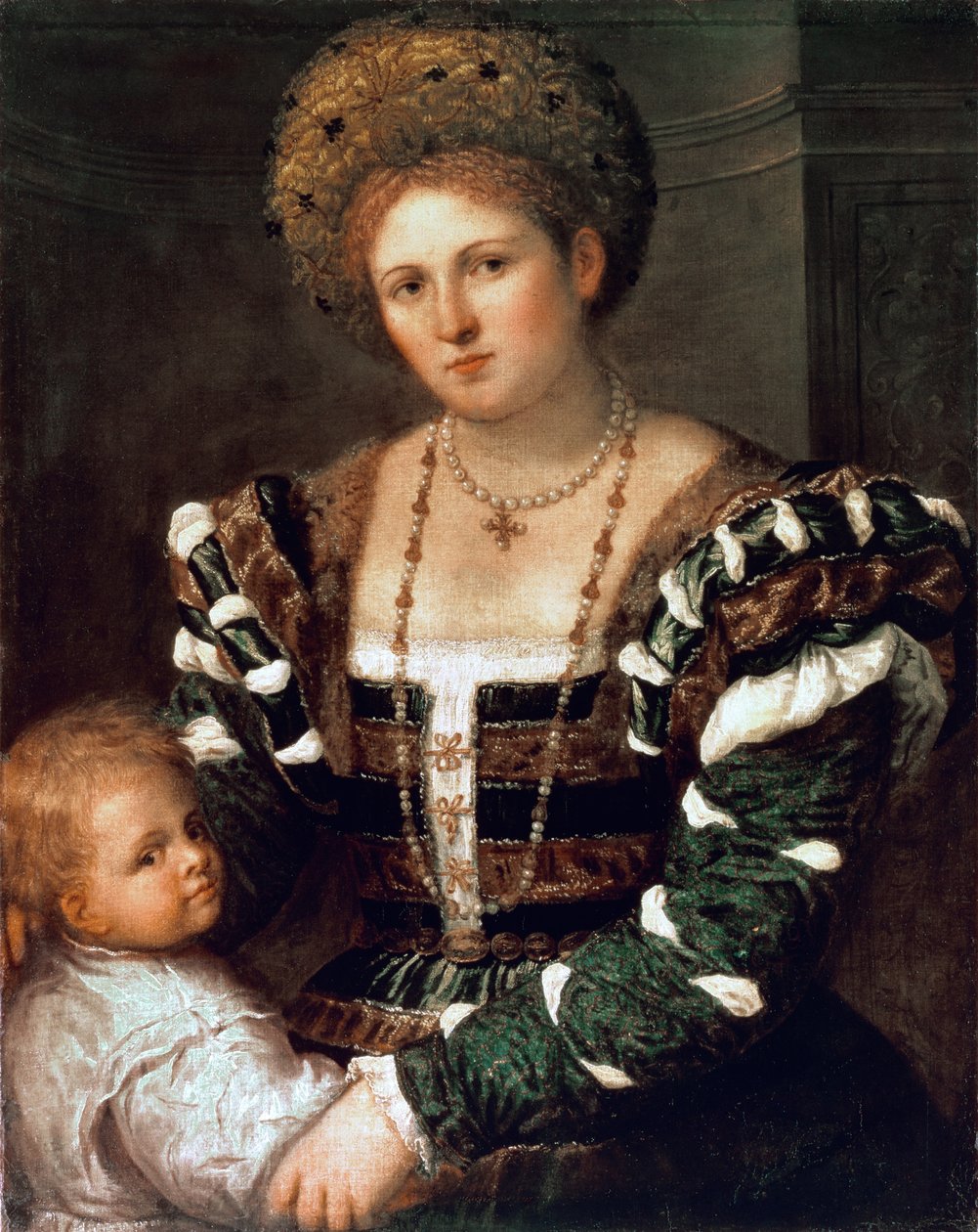 Portret damy z chłopcem autorstwa Paris Bordone