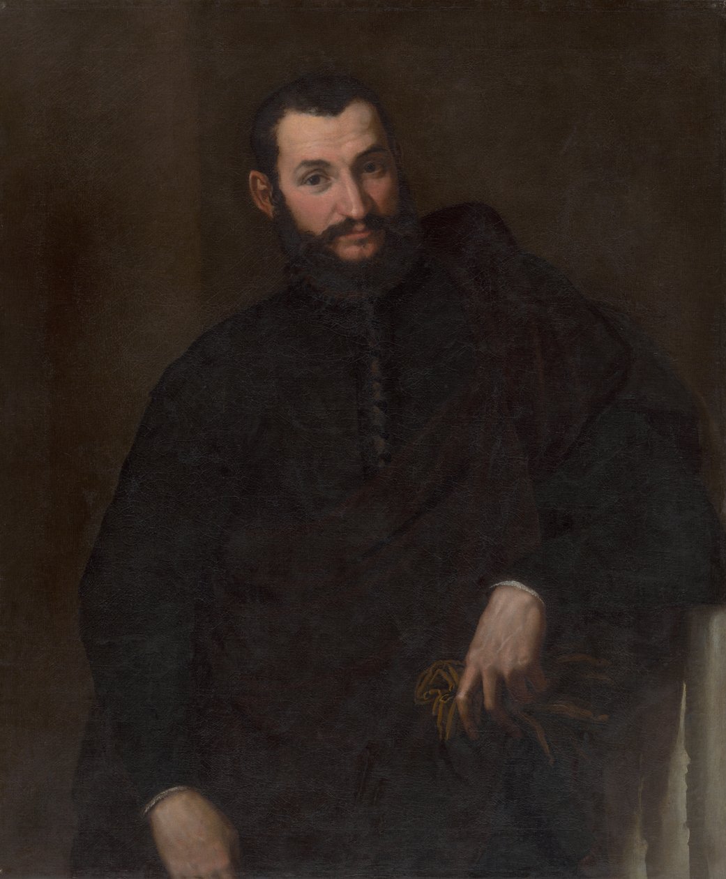 Portret mężczyzny (z fragmentem antycznej kolumny) autorstwa Paris Bordone