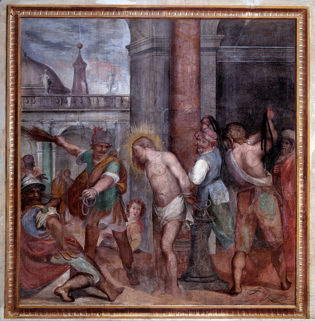 Męka Chrystusa, chłosta Jezusa (Fresco autorstwa Paris Nogari