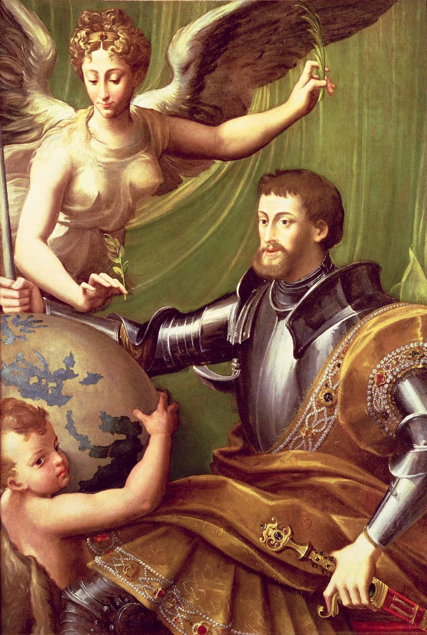 Cesarz Karol V (1500-58) odbierający świat, ok. 1529 autorstwa Parmigianino