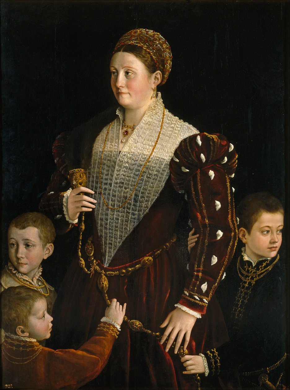 Camilla Gonzaga, Contessa di San Secondo, z trzema synami, ok. 1534 (olej na desce) autorstwa Parmigianino