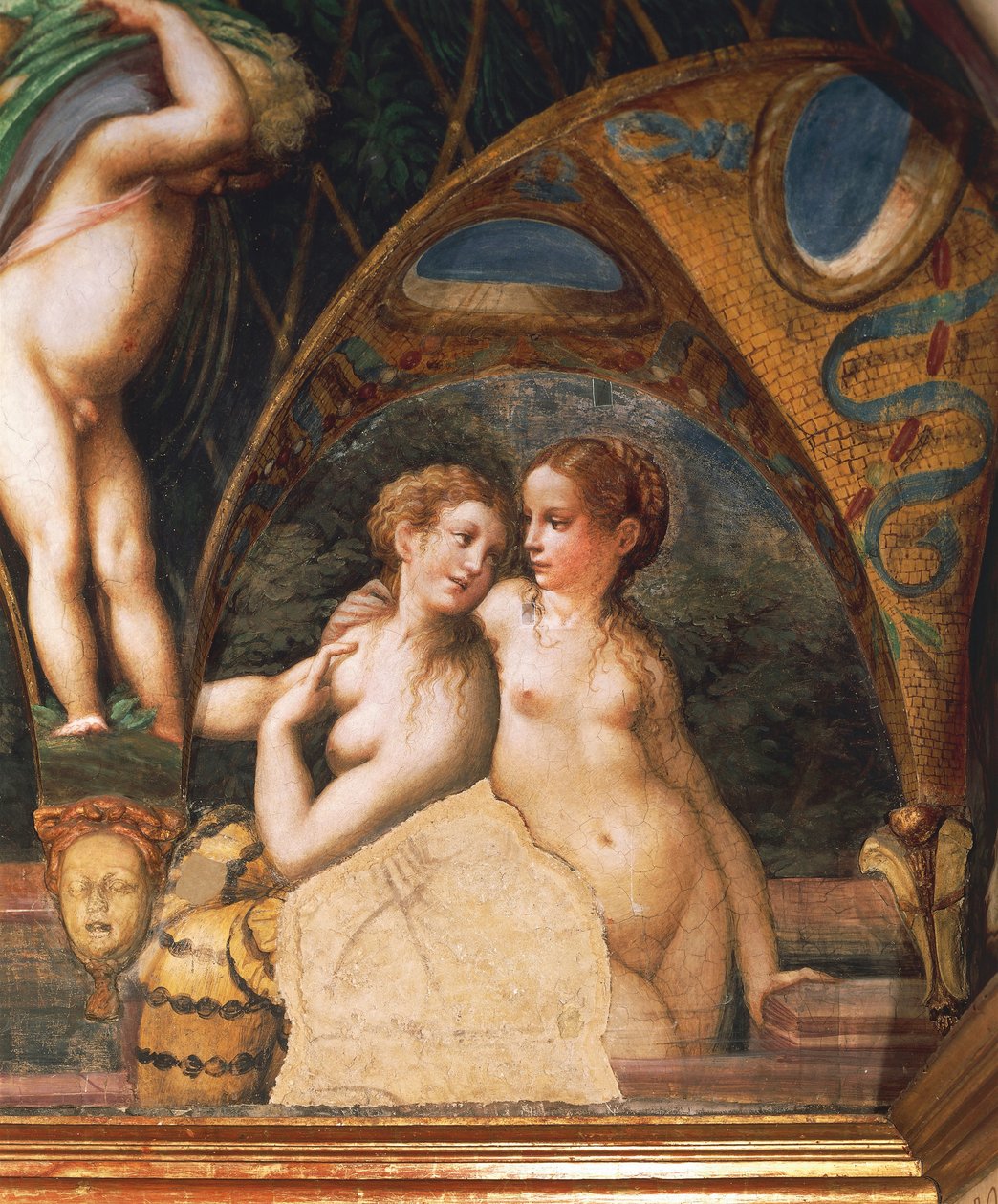 Para nimf, z mitu o Dianie i Akteonie autorstwa Parmigianino