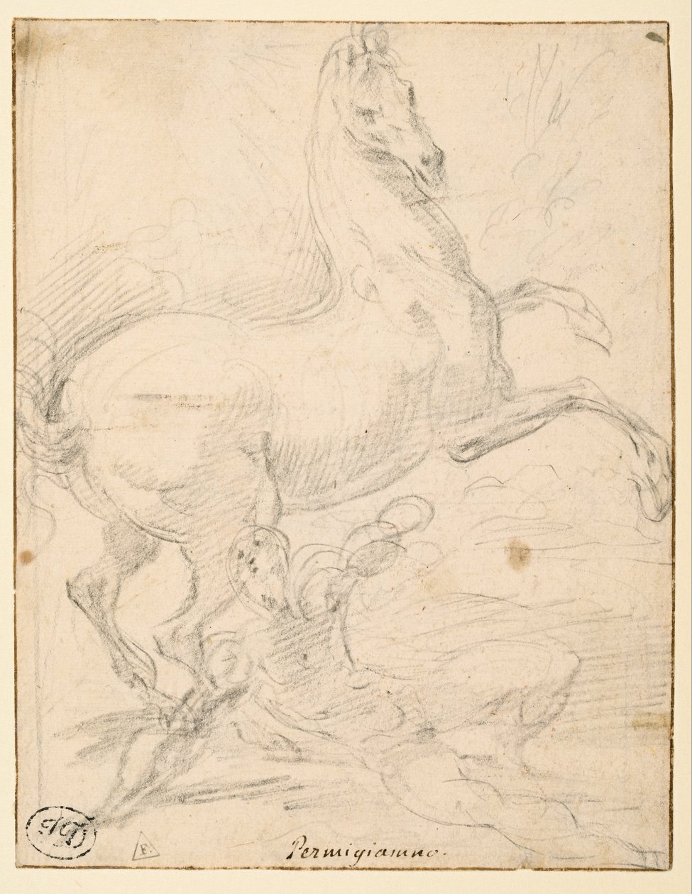 Nawrócenie św. Pawła (recto) autorstwa Parmigianino