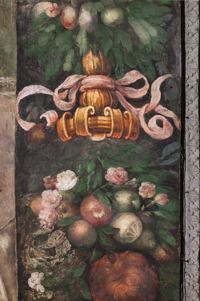 Detal dekoracji z kwiatami i owocami, ok.1523 (fresk) autorstwa Parmigianino
