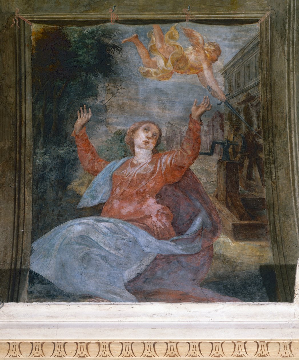 Św. Agata, autorstwa Parmigianino (1503-1540), fresk, kościół San Giovanni Evangelista, Parma, Emilia-Romagna, Włochy autorstwa Parmigianino