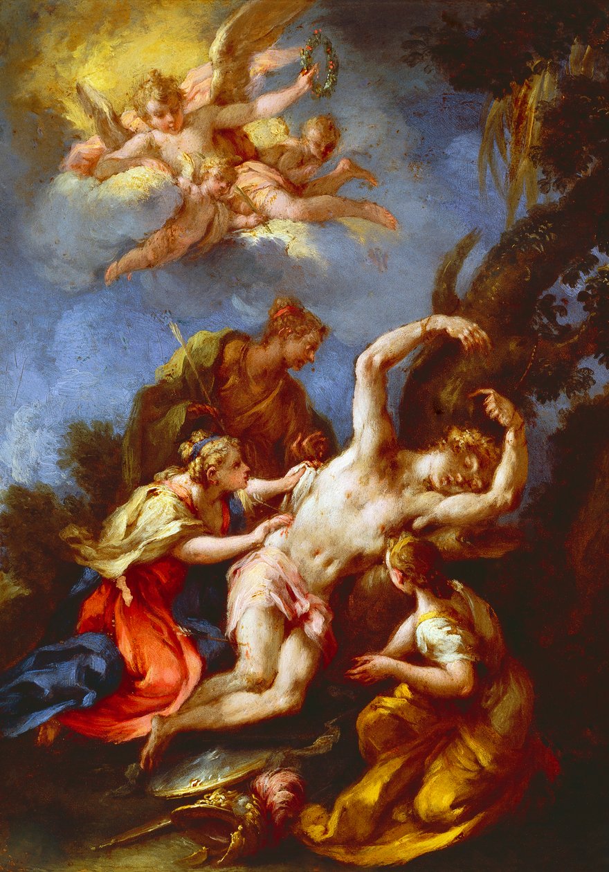 Święty Sebastian w obecności Świętych Kobiet, Michele Rocca znany również jako il Parmigianino, olej na płótnie, 48x37 cm autorstwa Parmigianino