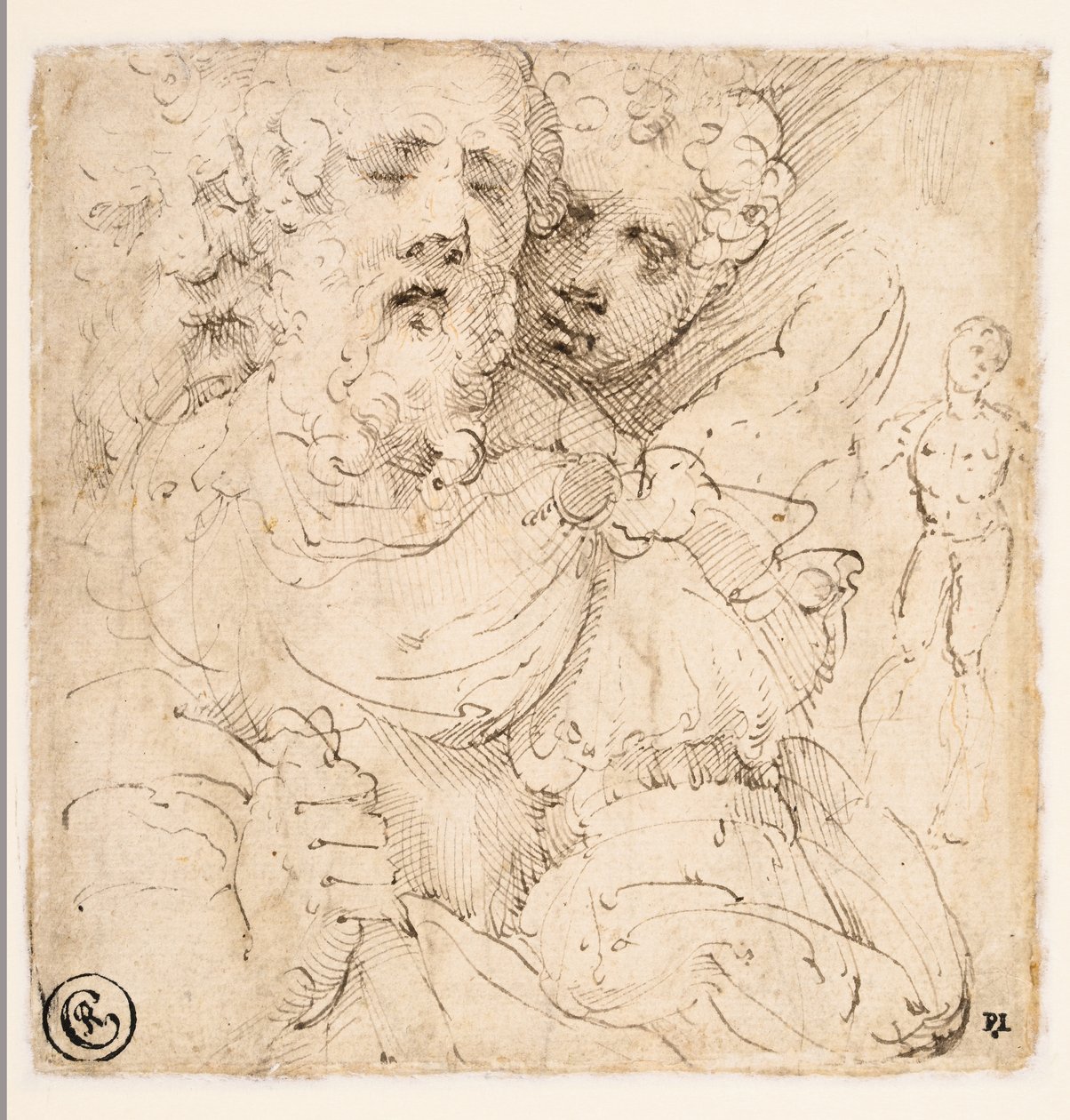 Studium twarzy i postaci stojącej (verso) autorstwa Parmigianino