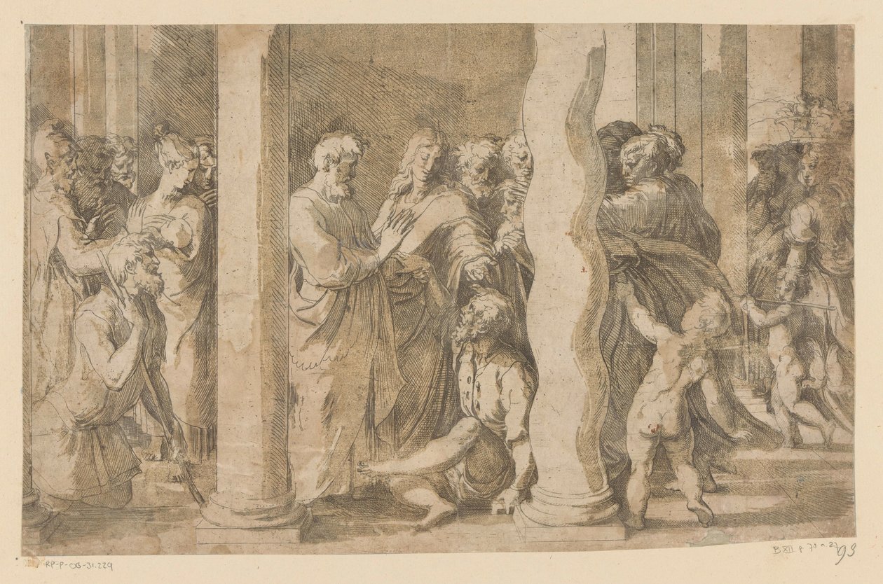 Święci Piotr i Jan uzdrawiają paralityka autorstwa Parmigianino (attributed to)