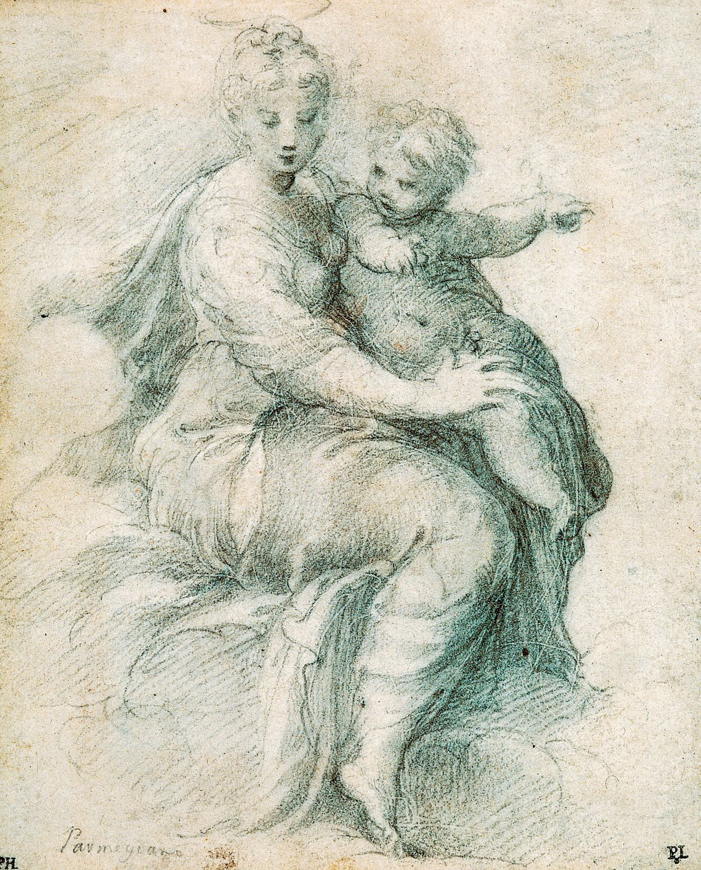 Madonna z Dzieciątkiem na chmurach, ok. 1525. autorstwa Parmigianino