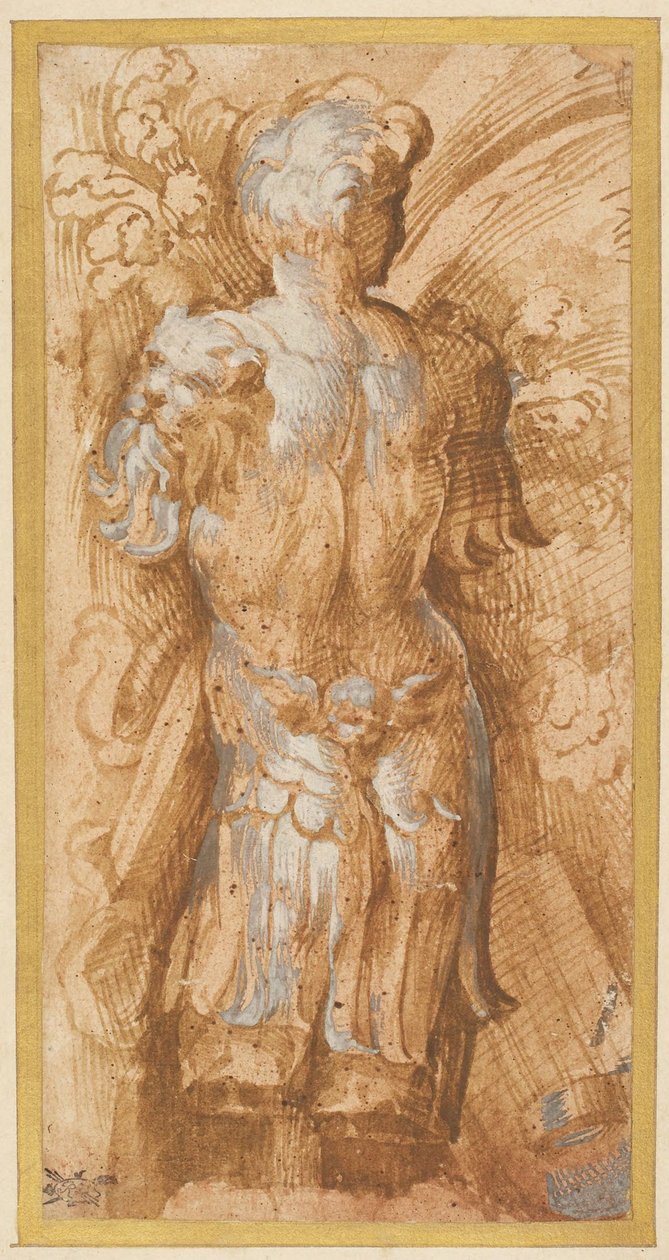 Männlicher Torso in Rüstung von hinten gesehen: Studie für Soffit-Dekoration in San Giovanni Evangelista autorstwa Parmigianino